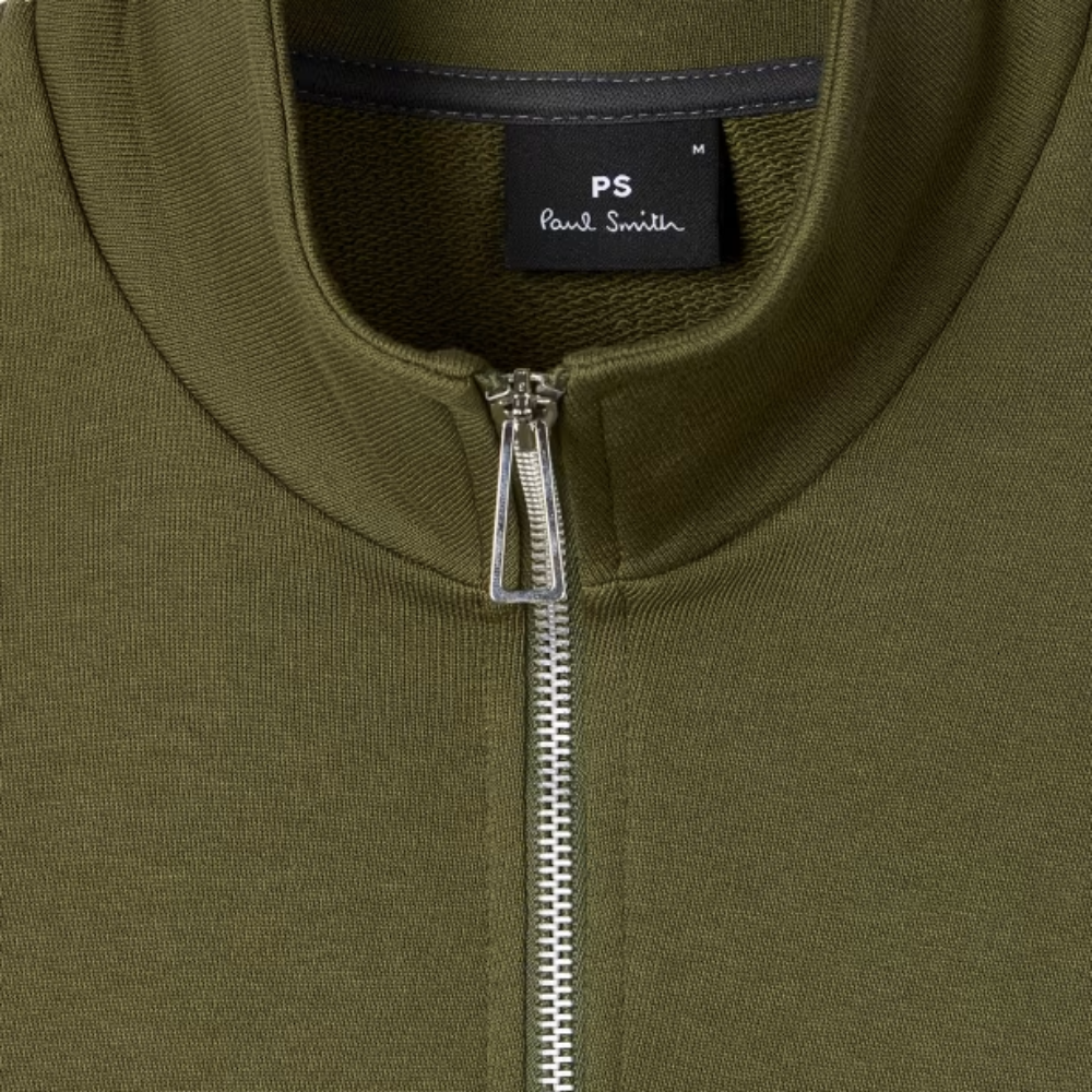 Paul Smith Reg Fit Half Zip Top Zebra Badge - Khaki Green