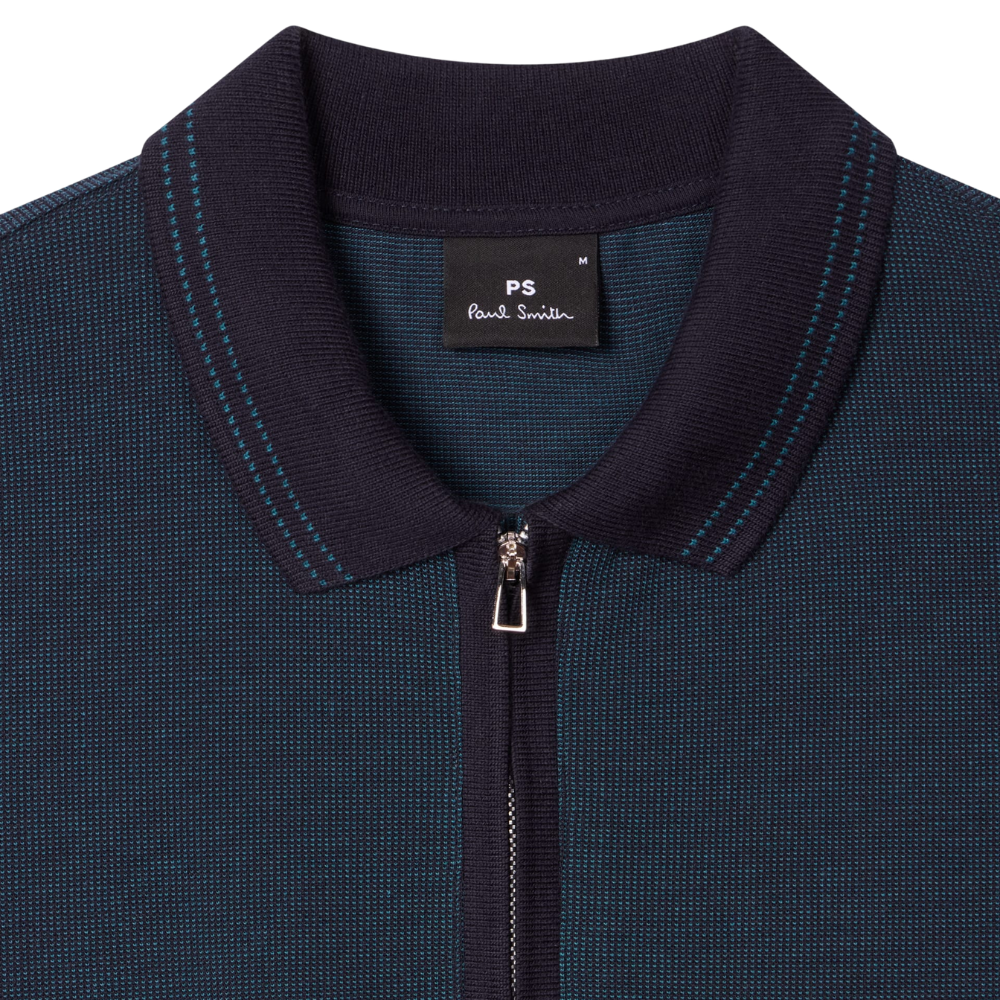 Paul Smith Reg Fit Zip Polo Shirt - Navy