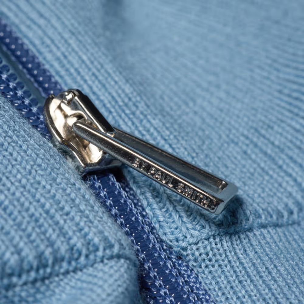 Paul Smith Sweater Zip Neck Zebra Badge - Blue