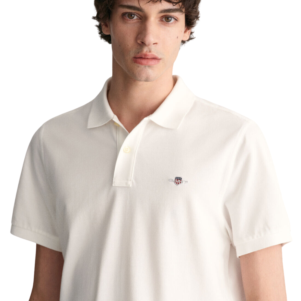 GANT Reg Shield SS Pique Polo - White