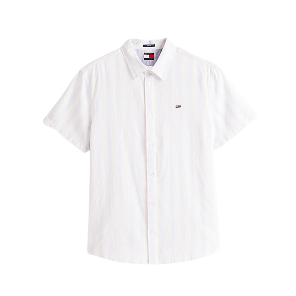 TJM Reg Linen Blend STP SS Shirt - Sweet Blue/Ecru