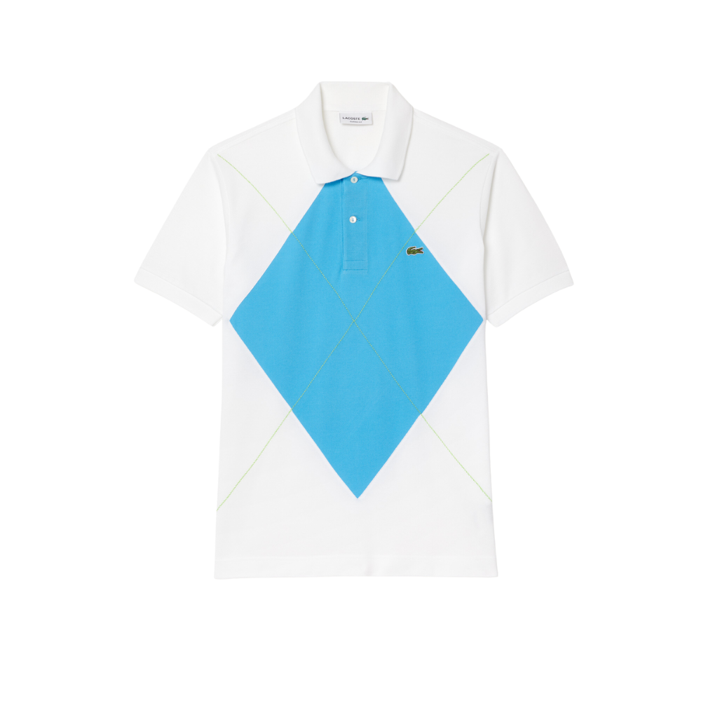 Lacoste Vintage Argyle Polo - White/Blue