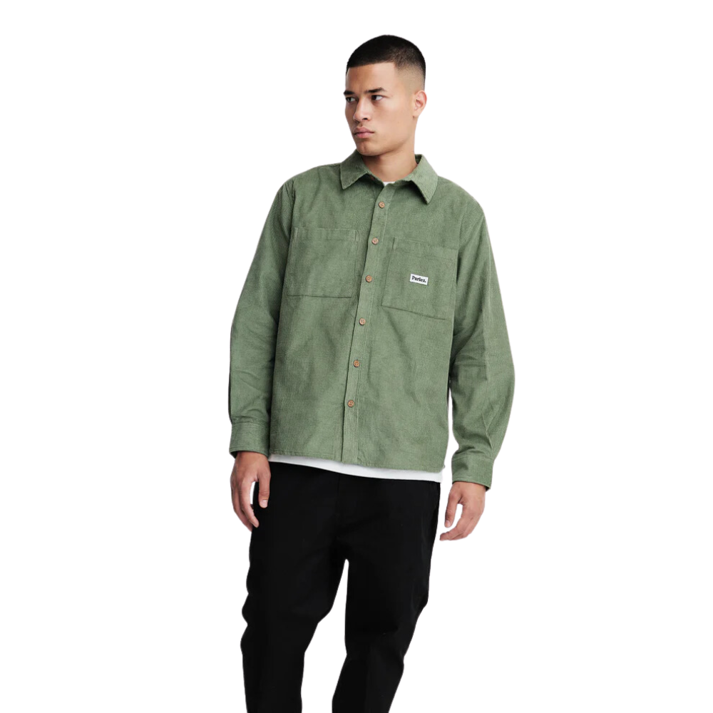 Ayr Cord Shirt - Olive Green