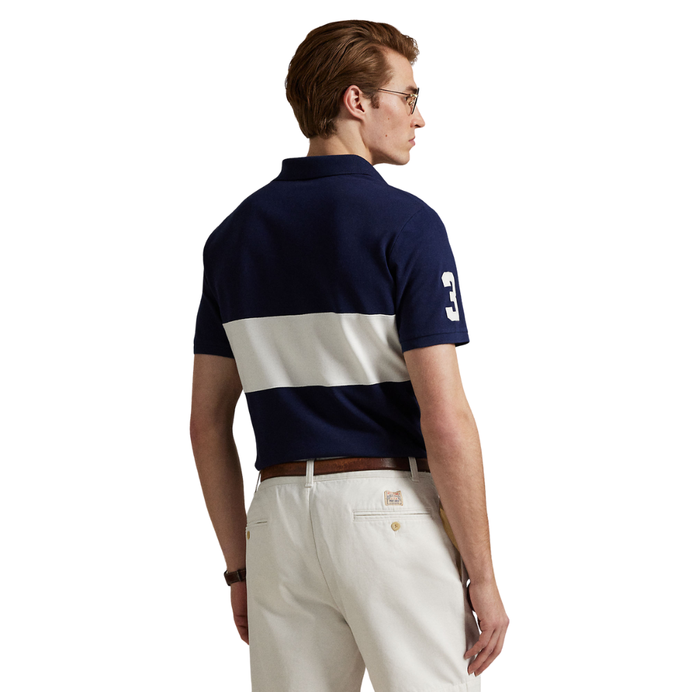 Ralph Lauren Custom Slim Fit Big Pony Mesh Polo Shirt - Newport Navy/Nevis