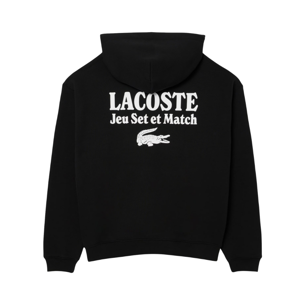 Lacoste Loose Fit Print Hoodie - Black