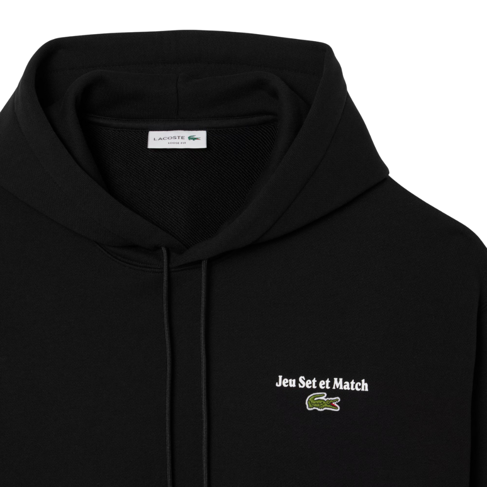 Lacoste Loose Fit Print Hoodie - Black
