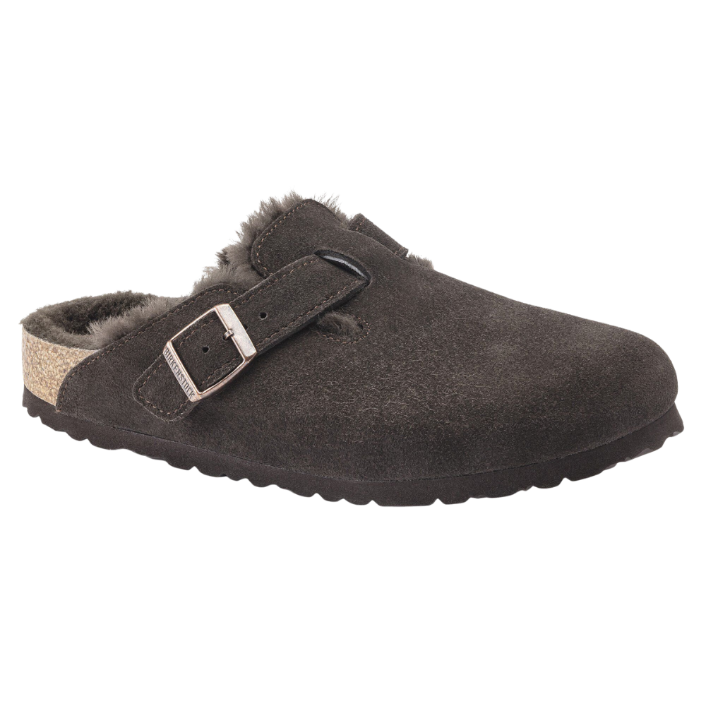 Birkenstock Boston Shearling Suede Leather/Fur Clog - Mocha