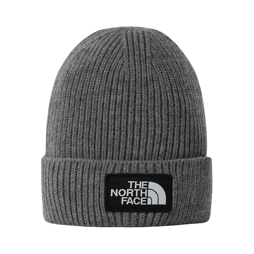 The North Face Logo Box Cuffed Beanie - Medium Grey Heather