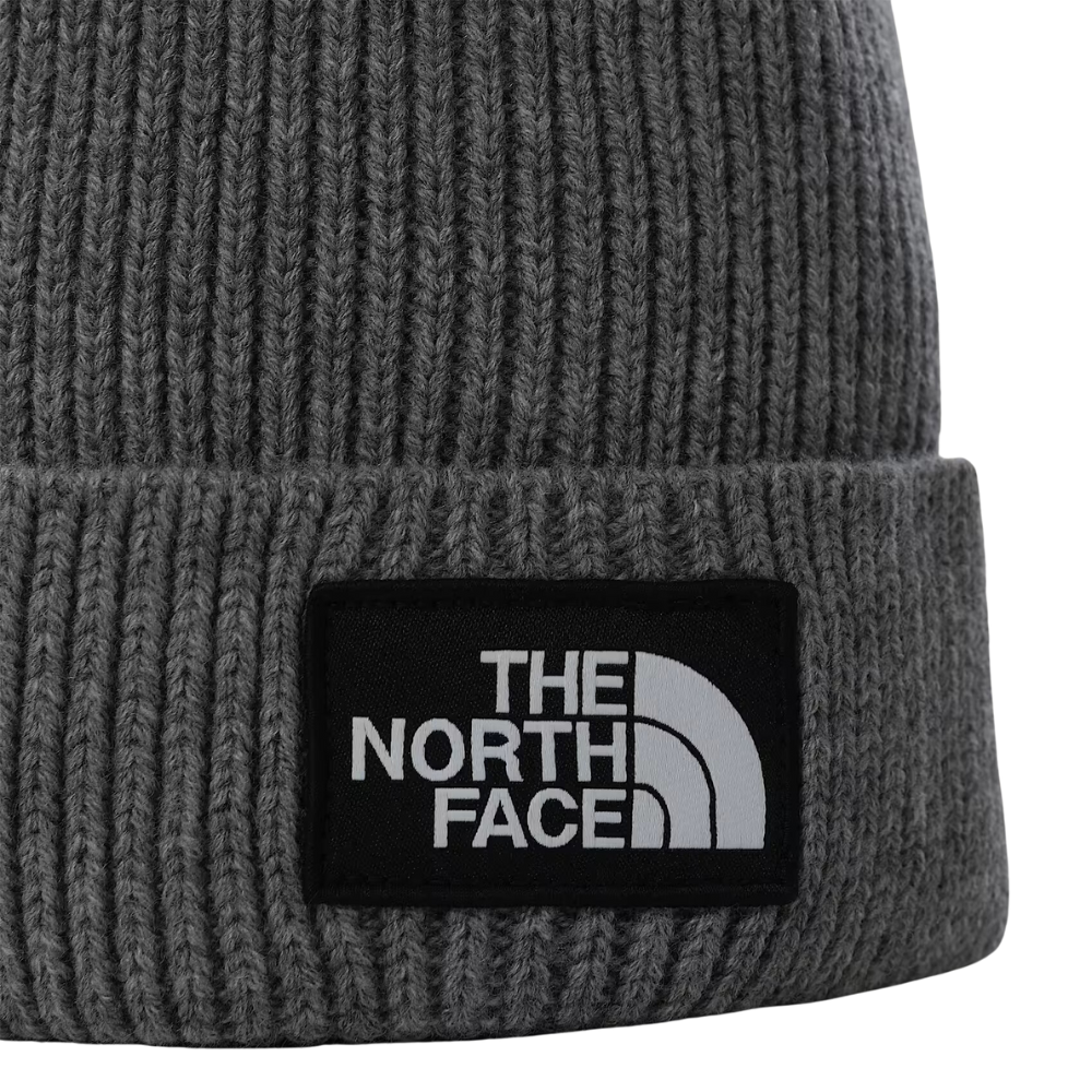 The North Face Logo Box Cuffed Beanie - Medium Grey Heather