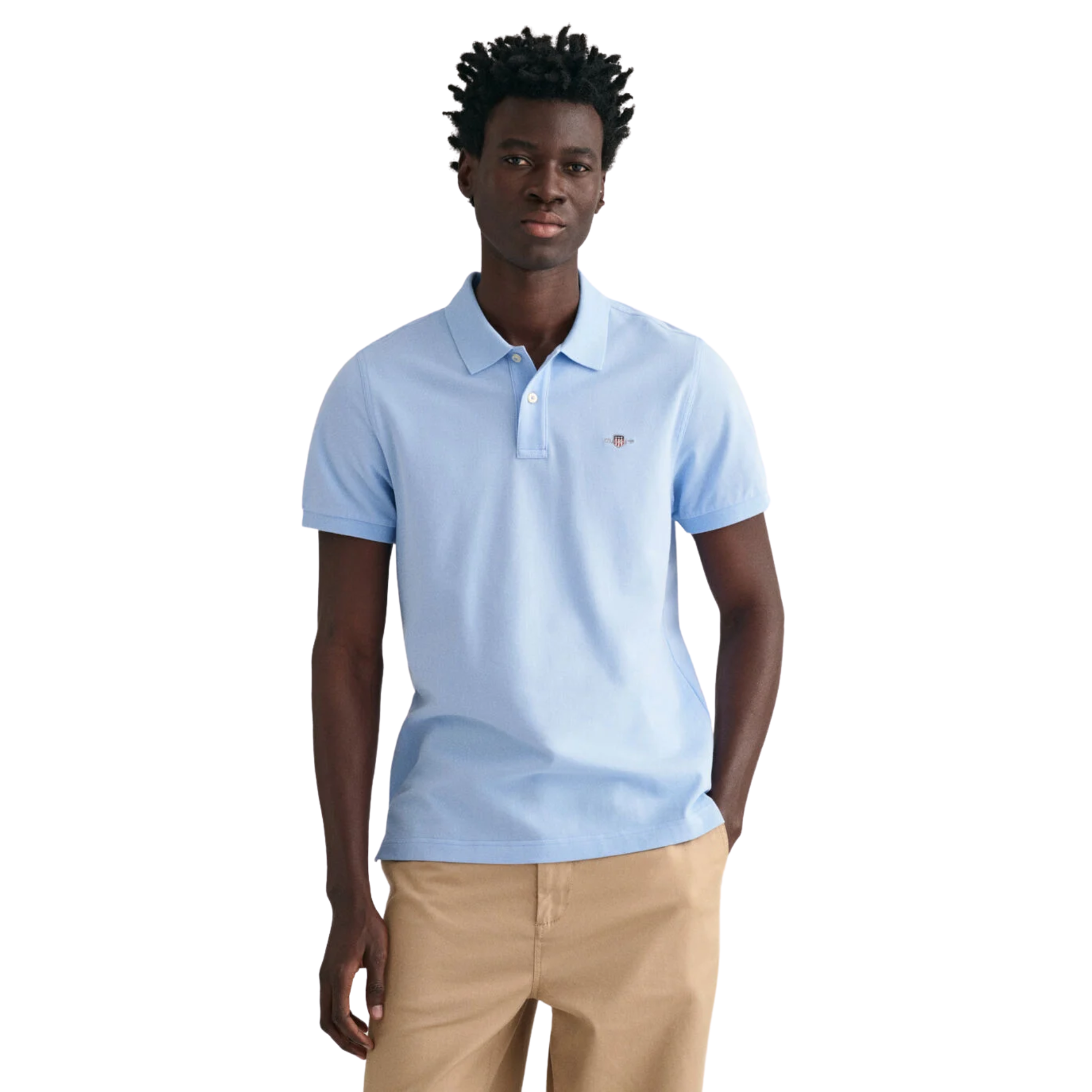 GANT Reg Shield SS Pique Polo - Capri Blue
