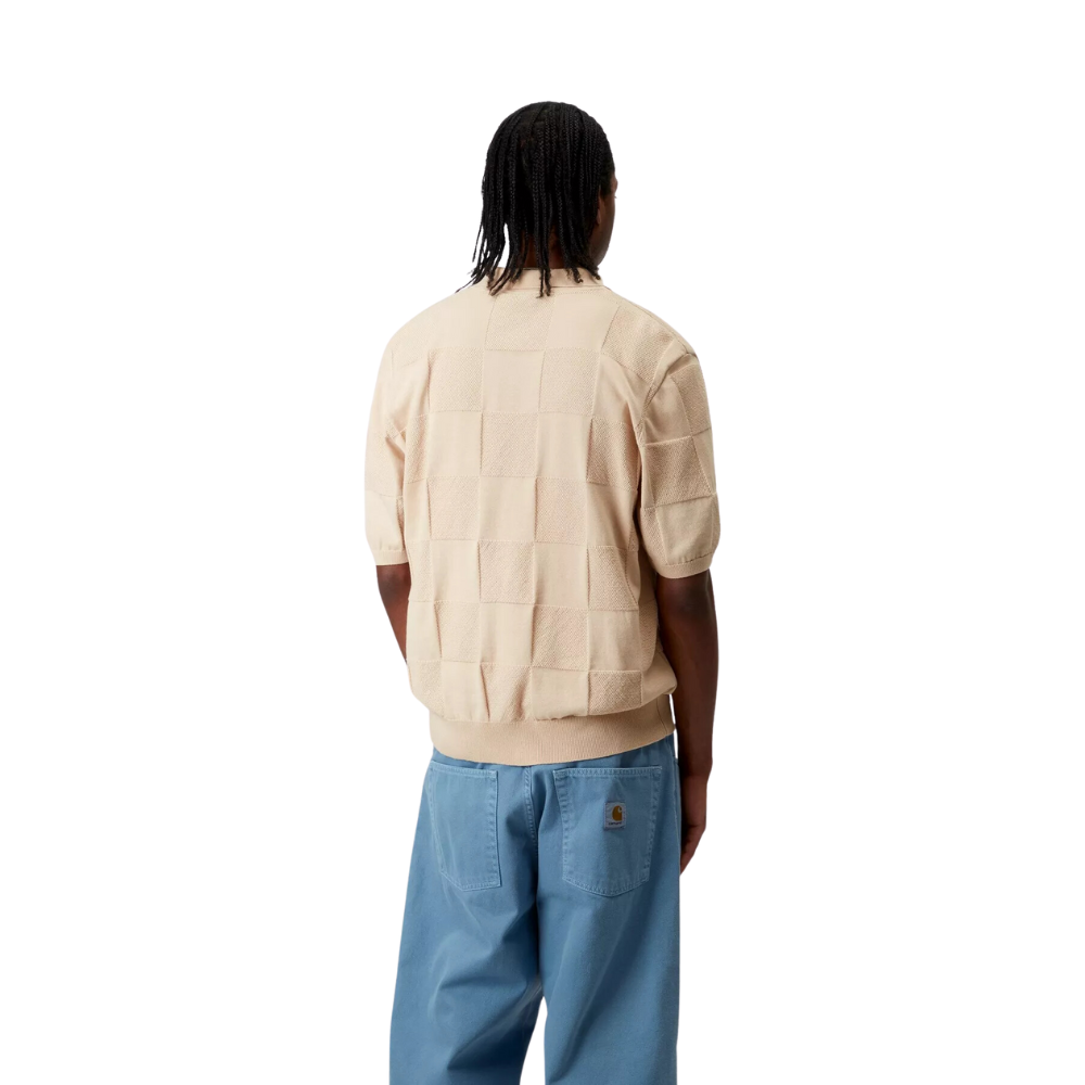 Carhartt WIP S/S Checker Polo Cotton Knit - Fleur De Sel