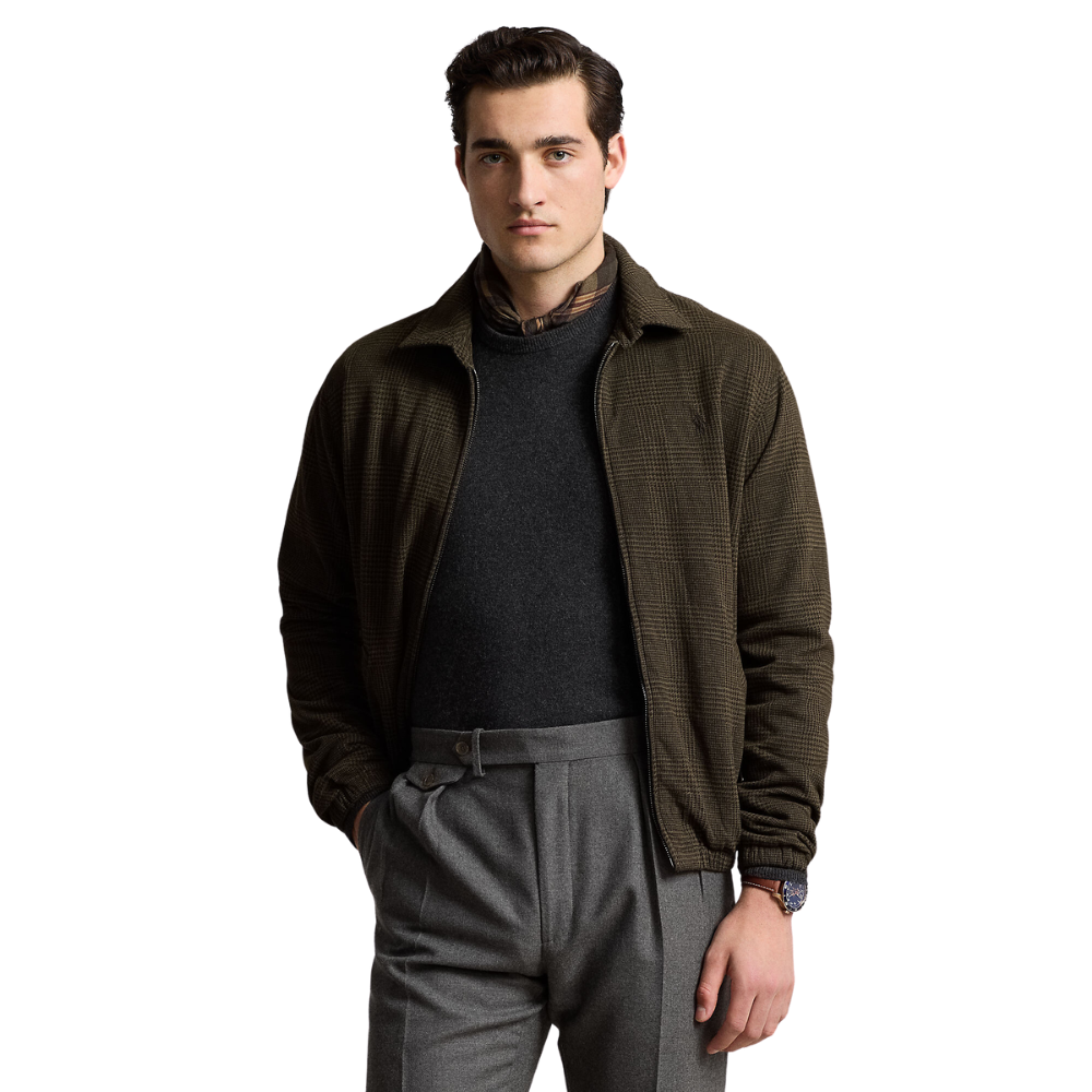 Ralph Lauren Check Fleece Bomber Jacket - Olive Heather