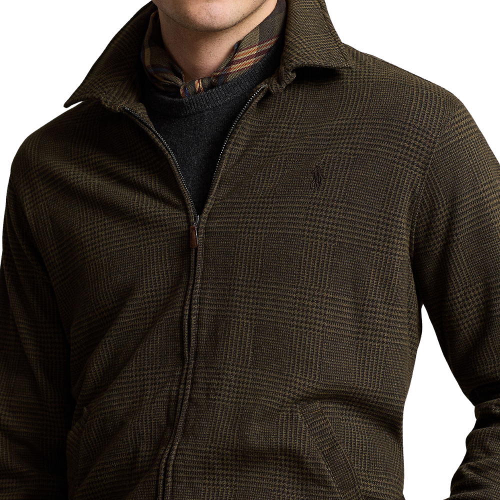 Ralph Lauren Check Fleece Bomber Jacket - Olive Heather