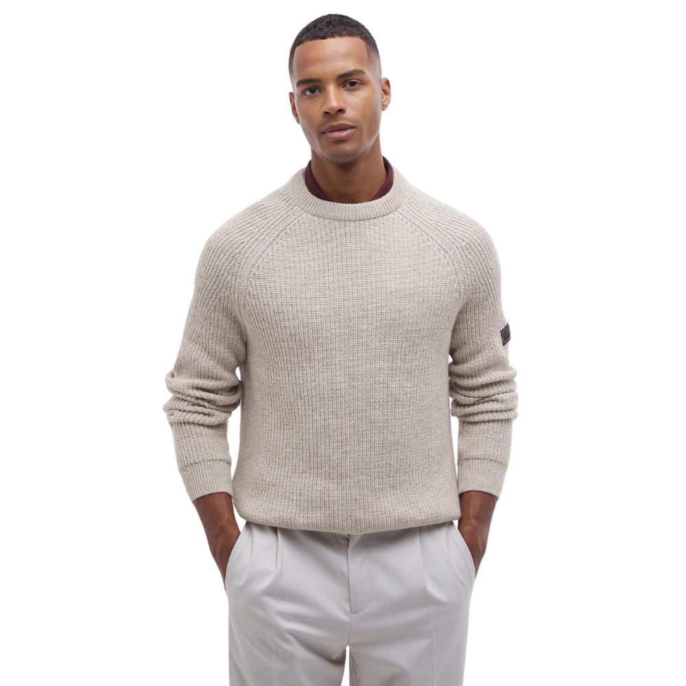 Barbour Intl Chester Crew Knit Jumper - Whisper White