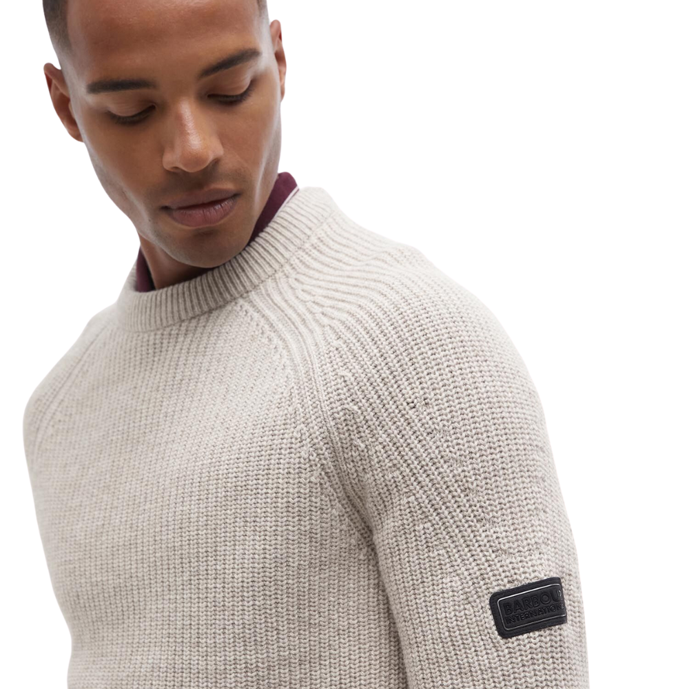 Barbour Intl Chester Crew Knit Jumper - Whisper White