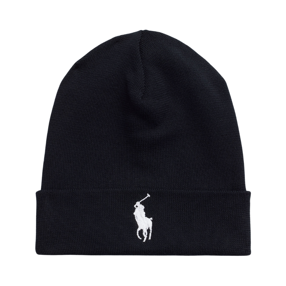 Ralph Lauren Cotton Beanie - Polo Black/Cream