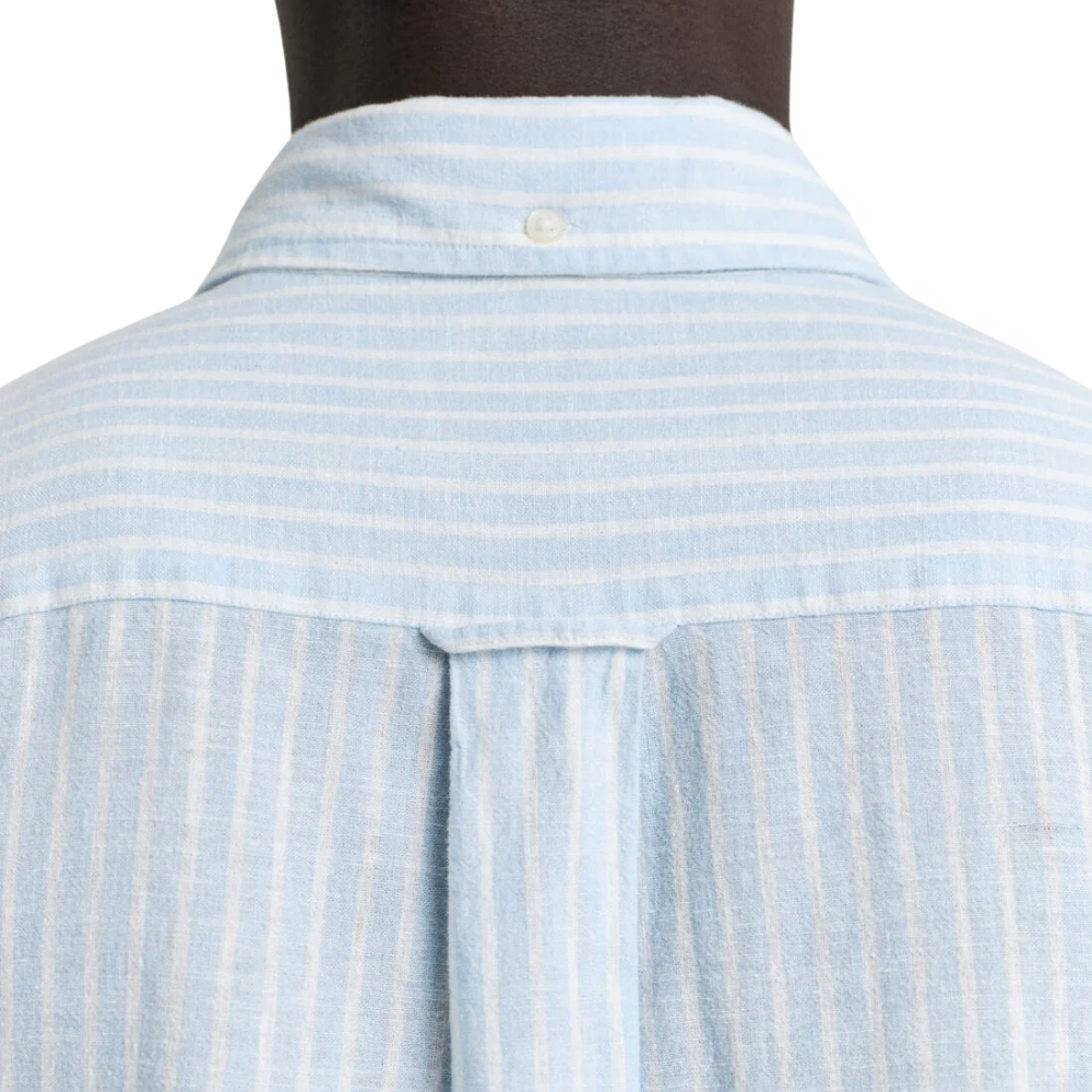 GANT Reg Cotton Linen Stripe Shirt - Fresh Blue