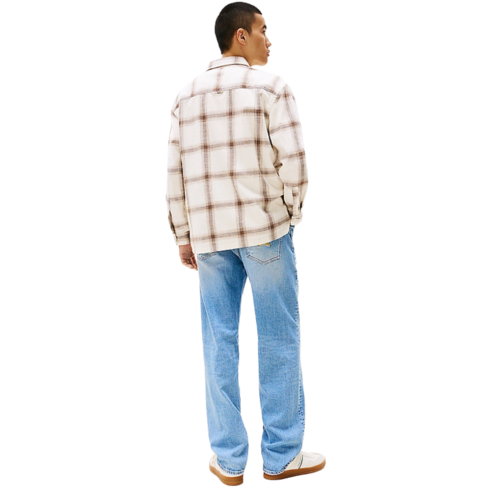 TJM Cotton Slub Check Overshirt - Ancient White Check