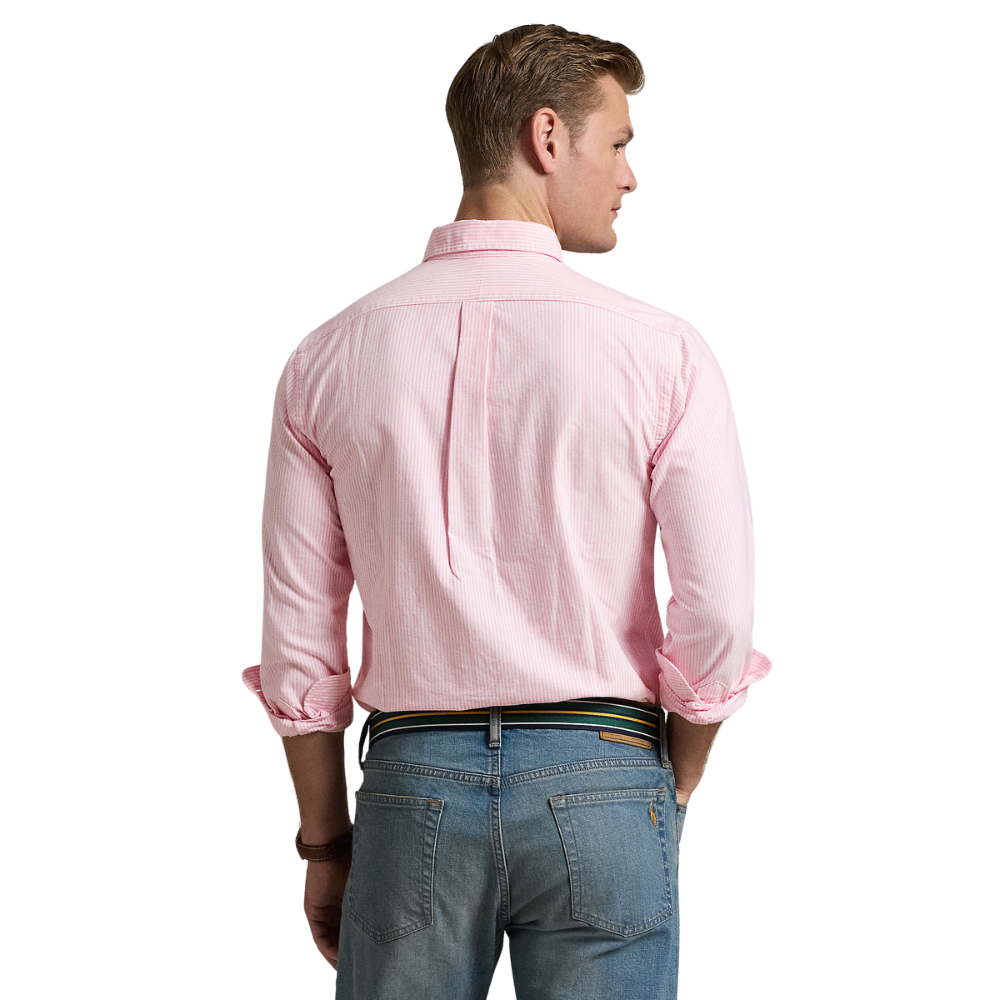Ralph Lauren Custom Fit LS Stripe Oxford Shirt - New Rose/White