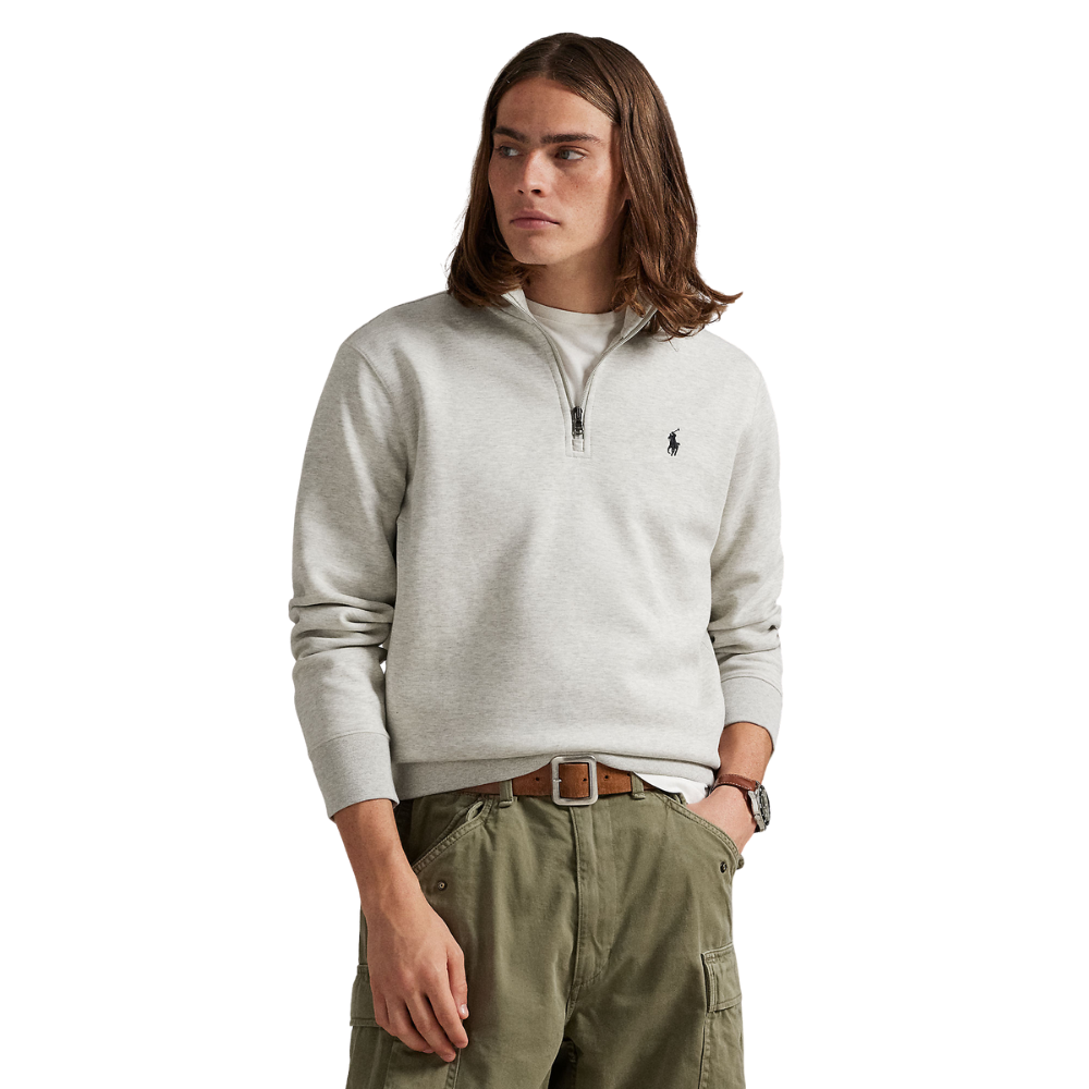 Ralph Lauren Double Knit Quarter Zip Pullover - Sport Heather