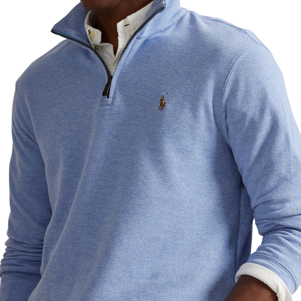 Ralph Lauren Estate Rib Quarter Zip Pullover - Isle Heather