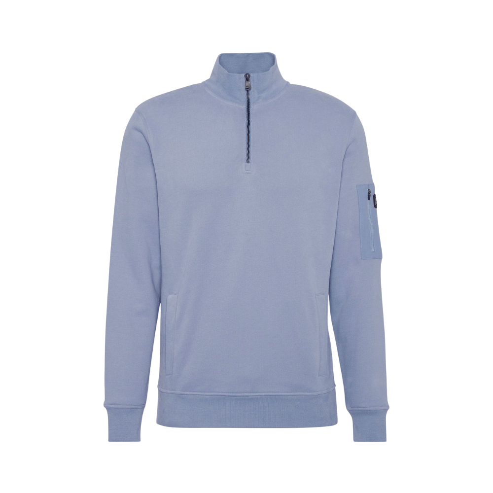 B.Intl Ewan Half Zip Funnel Neck - Washed Blue