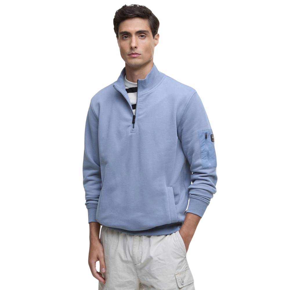 B.Intl Ewan Half Zip Funnel Neck - Washed Blue
