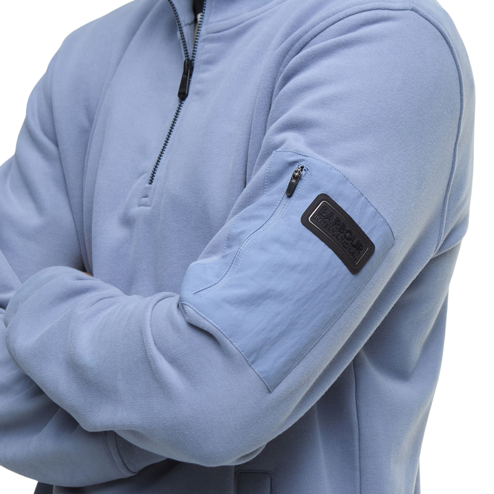 B.Intl Ewan Half Zip Funnel Neck - Washed Blue