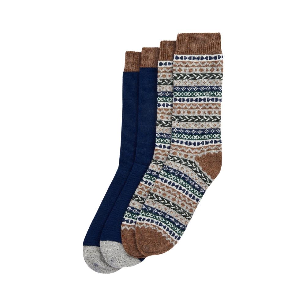Barbour Fairisle Sock 2 Pack - Green Loch Mix