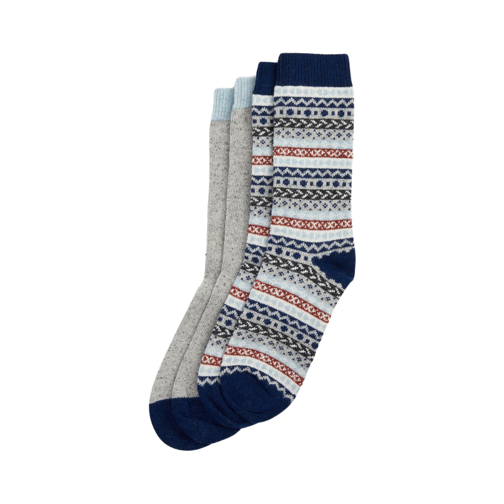 Barbour Fairisle Sock 2 Pack - Blue Granite Mix