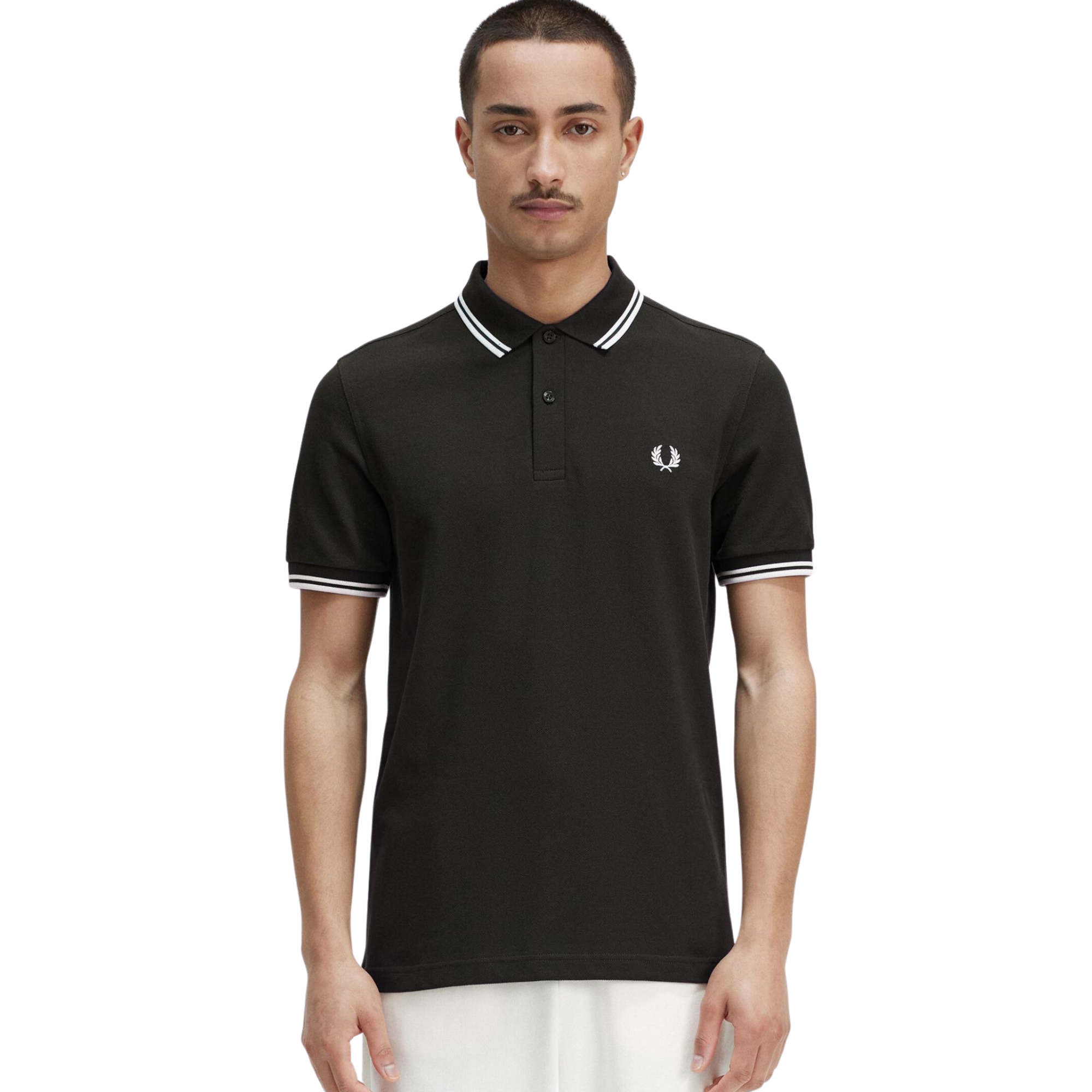 Fred Perry M3600 Twin Tipped Polo - Night Green/White