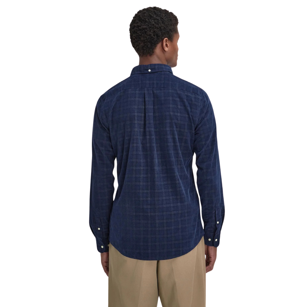 Barbour Harthill Tailored Checked Cord Shirt - Navy