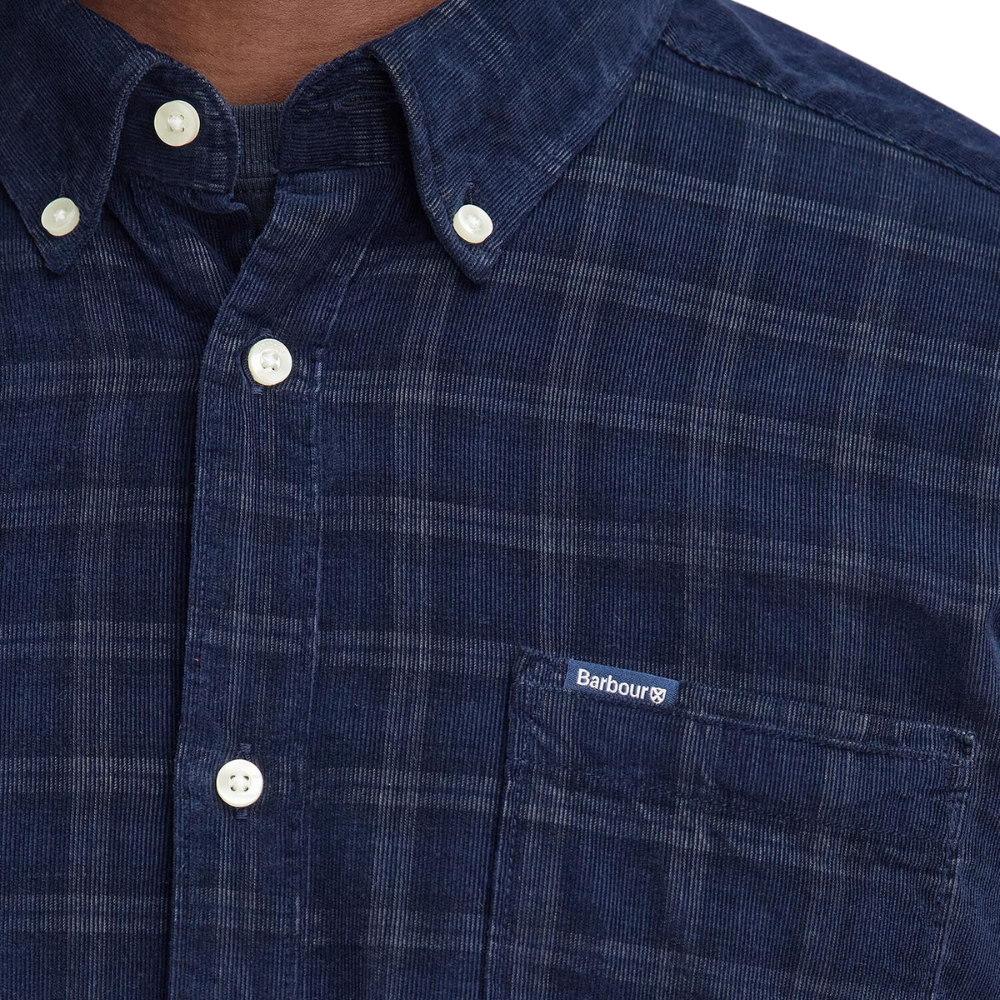 Barbour Harthill Tailored Checked Cord Shirt - Navy