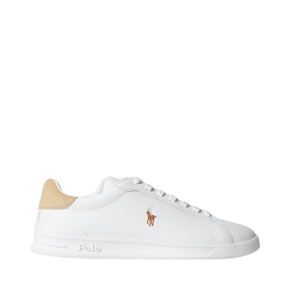 Ralph Lauren Heritage Court II Leather Trainer - White/Bone