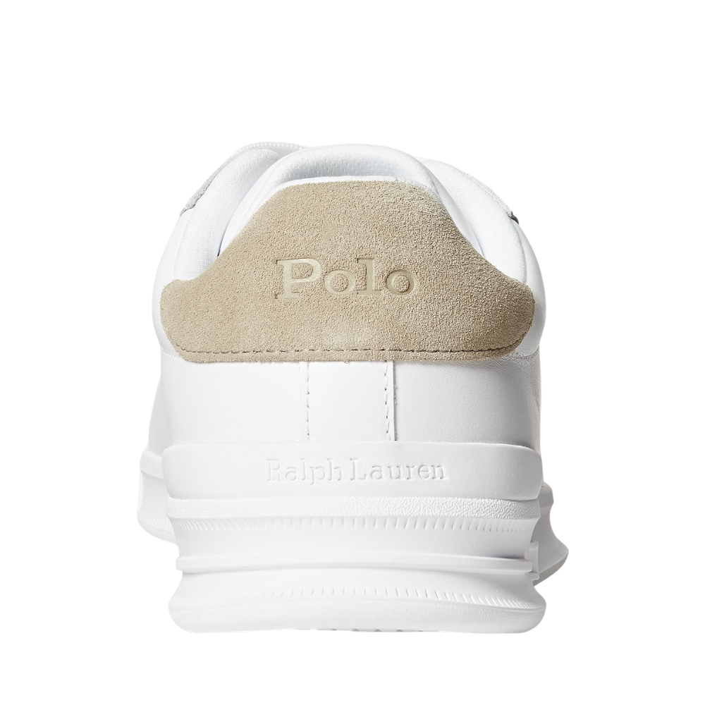 Ralph Lauren Heritage Court II Leather Trainer - White/Bone