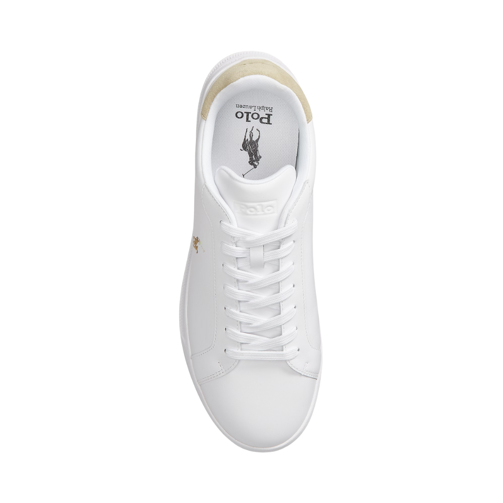Ralph Lauren Heritage Court II Leather Trainer - White/Bone