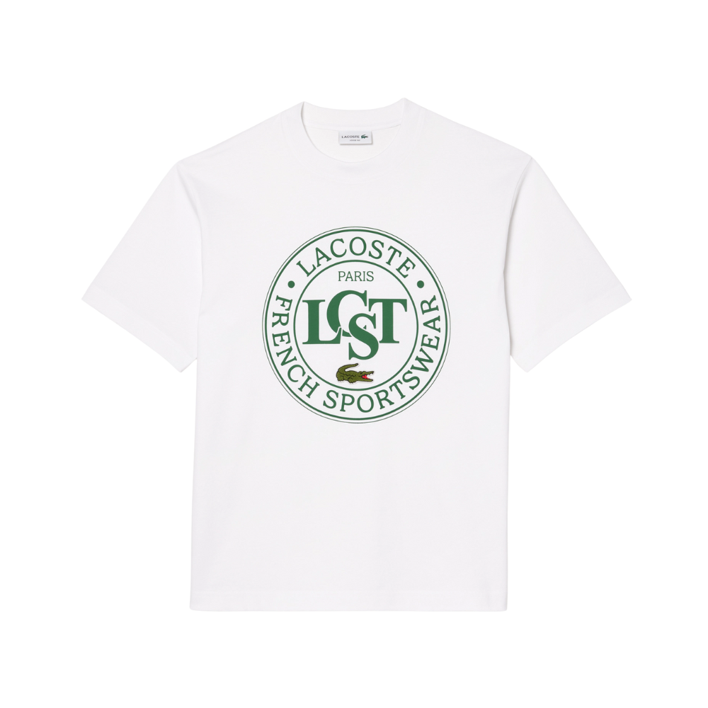 Lacoste Loose Fit Heavy Cotton Printed T-Shirt - White