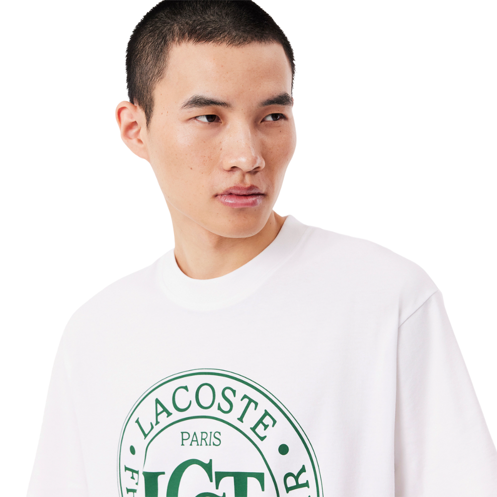 Lacoste Loose Fit Heavy Cotton Printed T-Shirt - White