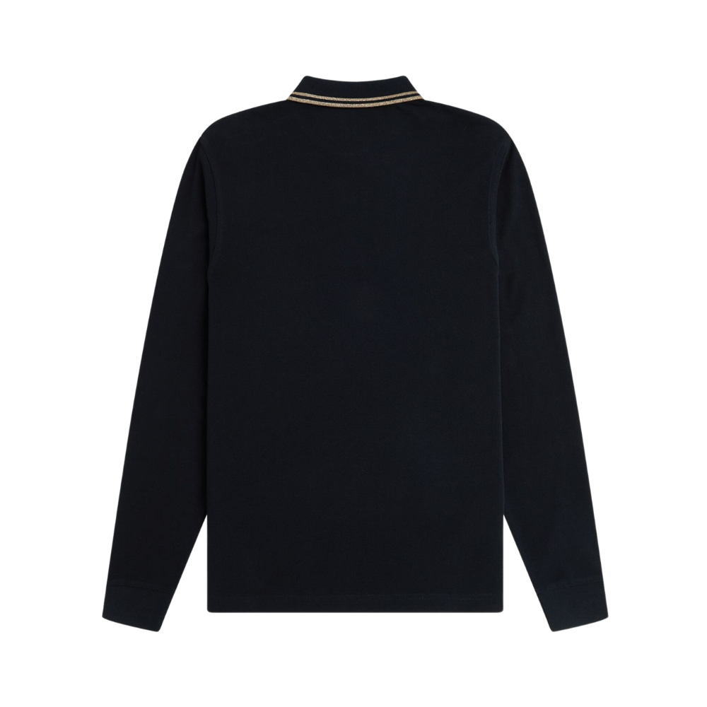 Fred Perry LS Twin Tipped Polo Shirt - Black/Metallic Gold
