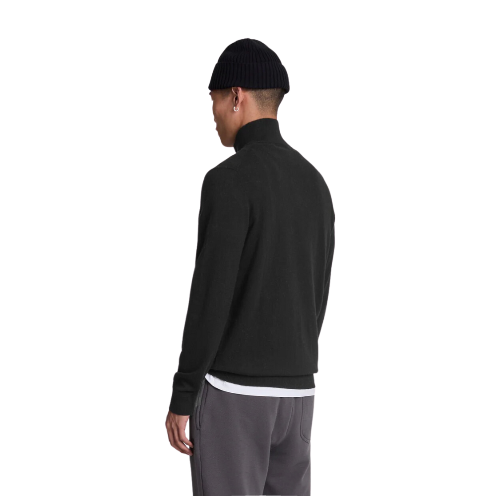 Lyle & Scott Cotton Merino 1/4 Zip Knit - Jet Black