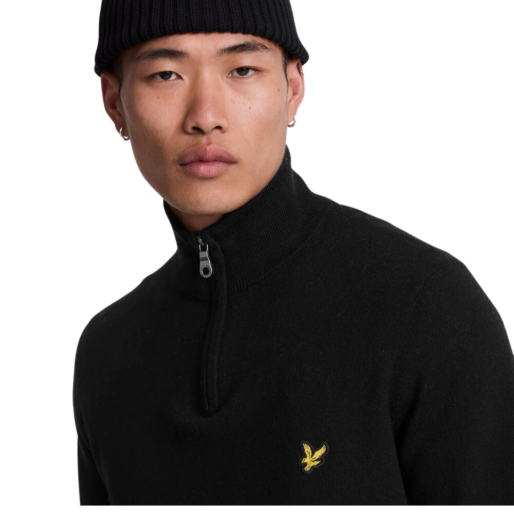 Lyle & Scott Cotton Merino 1/4 Zip Knit - Jet Black