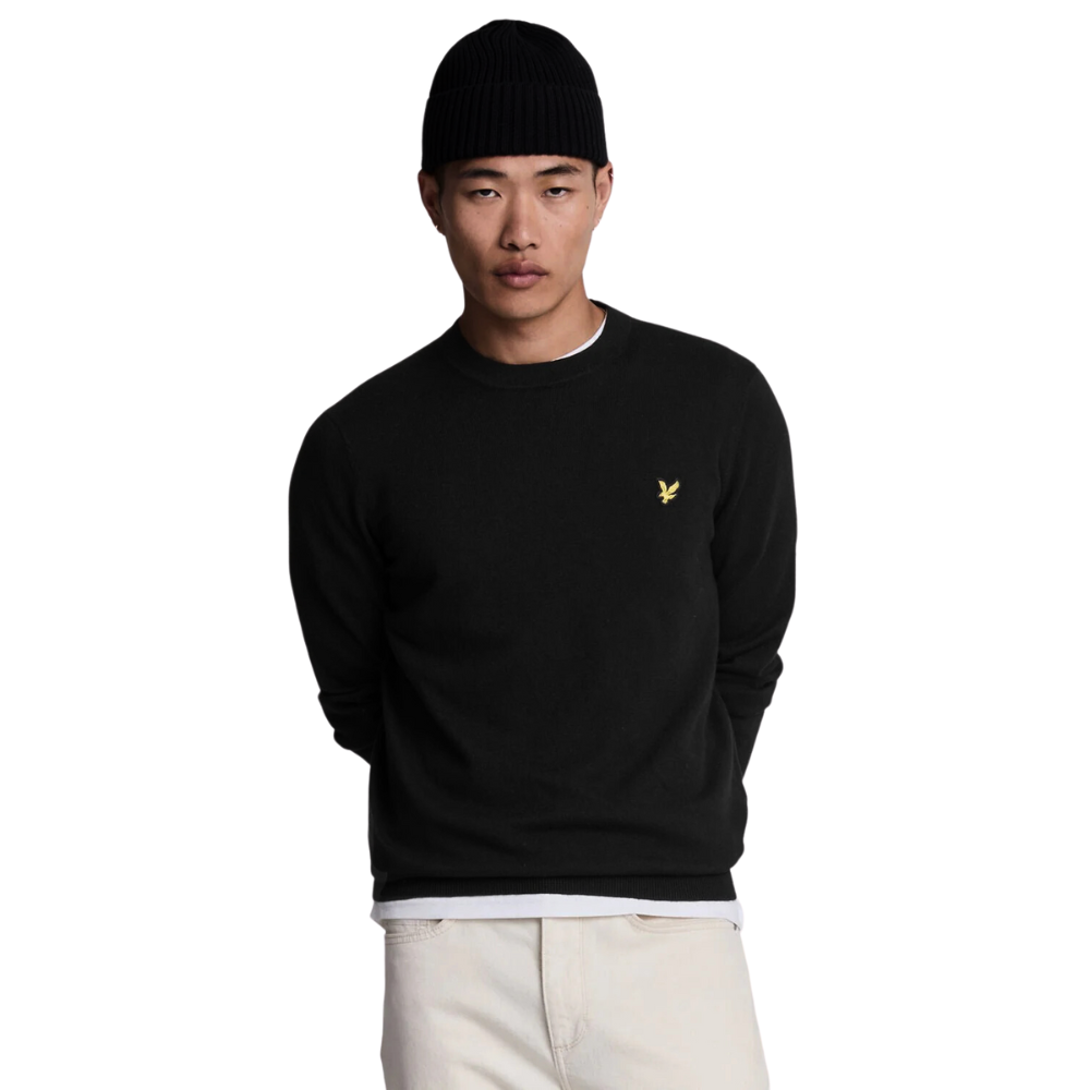 Lyle & Scott Cotton Merino Crew Neck Knit - Jet Black