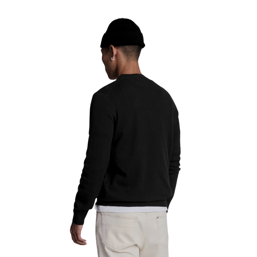 Lyle & Scott Cotton Merino Crew Neck Knit - Jet Black