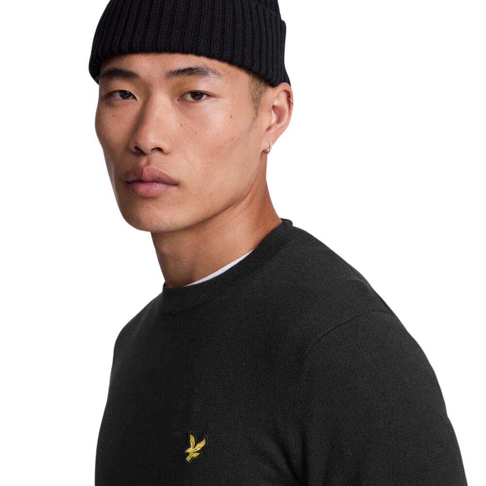 Lyle & Scott Cotton Merino Crew Neck Knit - Jet Black