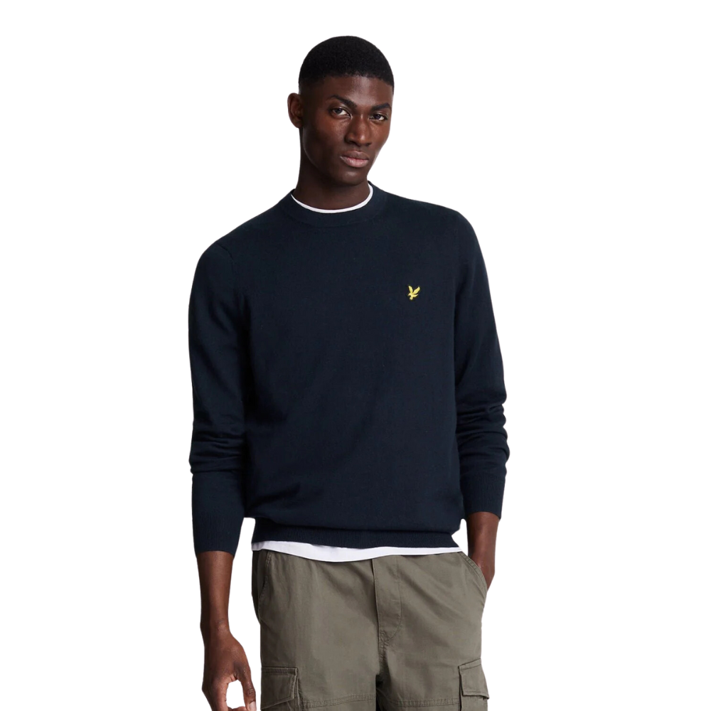 Lyle & Scott Cotton Merino Crew Neck Knit - Dark Navy