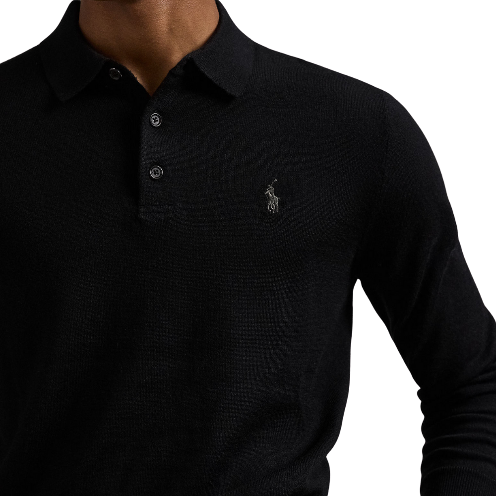 Ralph Lauren Merino Polo Collar Sweater - Polo Black