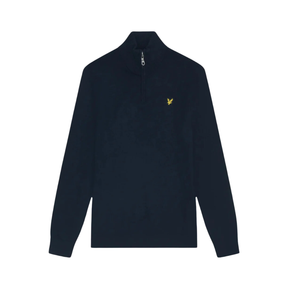 L&S Cotton Merino 1/4 Zip Knit - Dark Navy