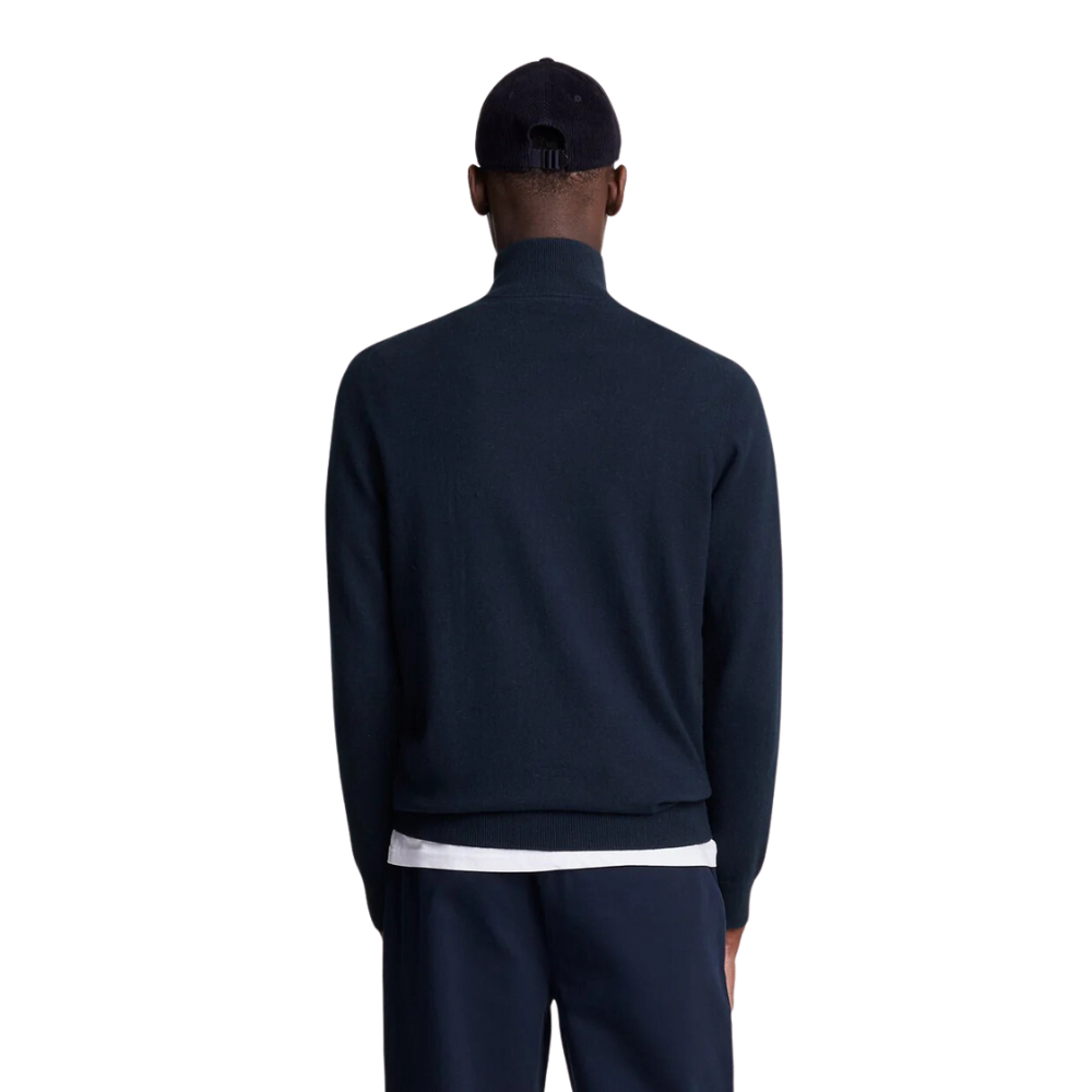 L&S Cotton Merino 1/4 Zip Knit - Dark Navy