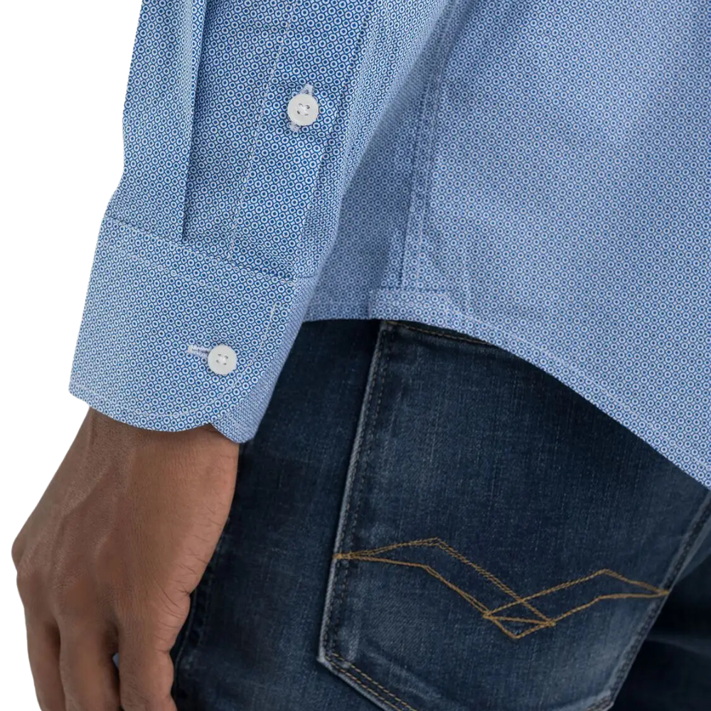 Replay Micro Pattern Shirt - White Blue