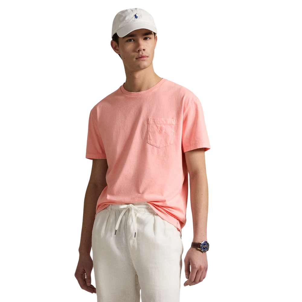 Ralph Lauren Custom Fit Mineral Wash Pocket Tee - Rose